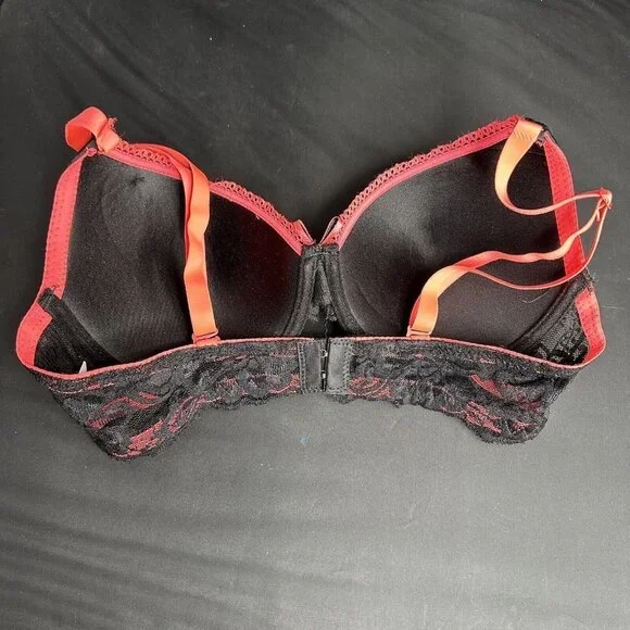 Angelina Black Pink Bra Silky Lace Detail Convertible Removable AdjustableStraps - Picture 6 of 10